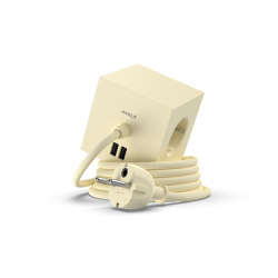 SQUARE 1 with Dual USB A ports & Magnetic base, 1.8m - ICE YELLOW | Multimedia ports | Avolt